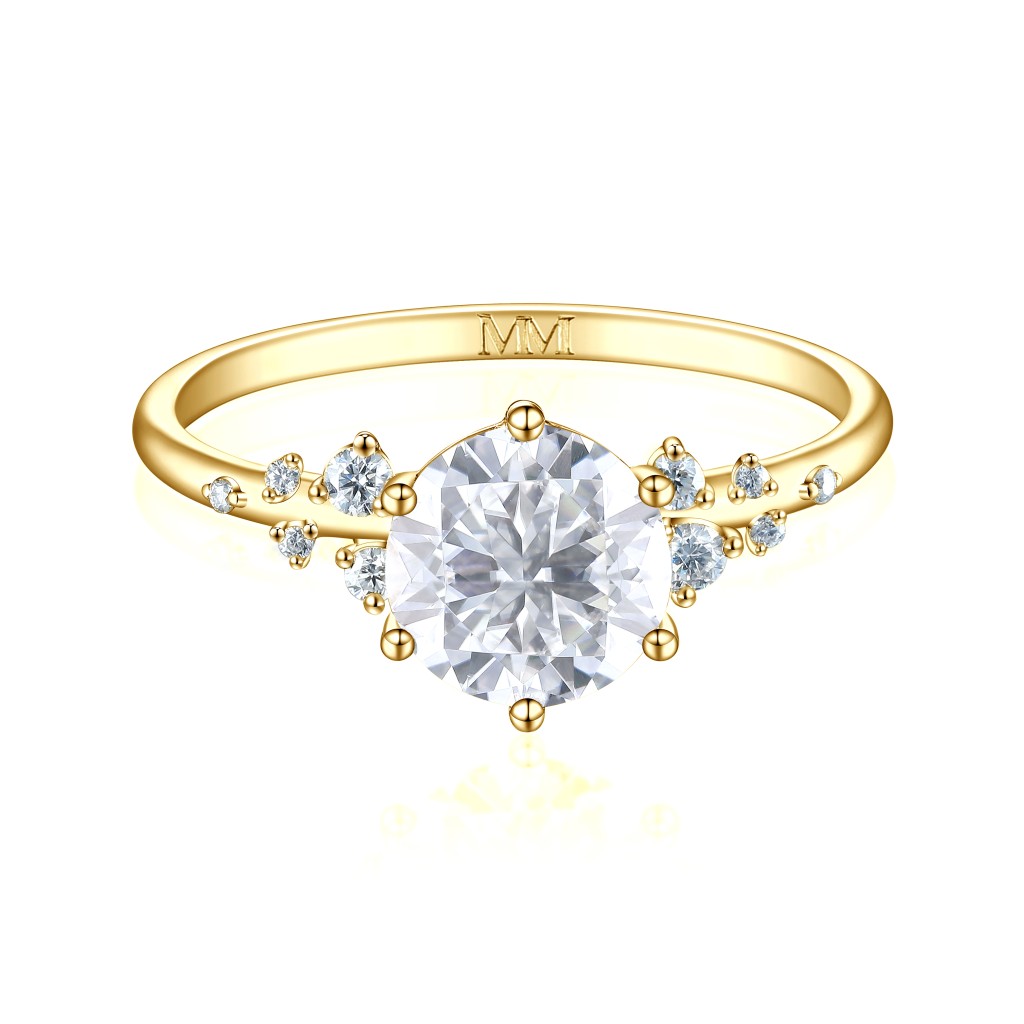 Aurora - Moissanite Ring met Minimalistische Zijstenen