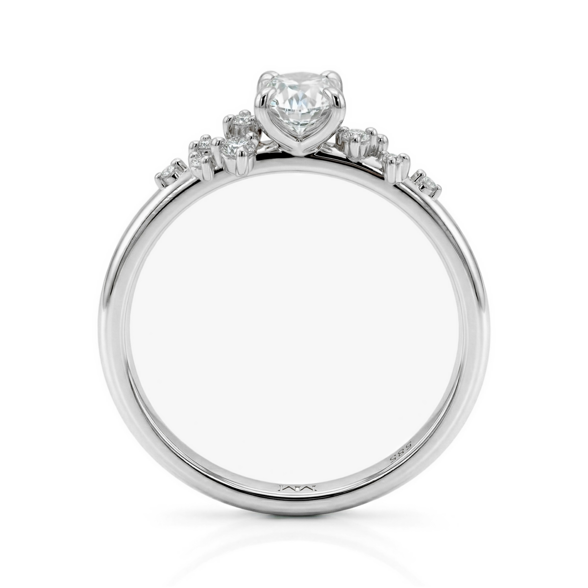 Ovaal - Moissaniet ring met minimalistische zijstenen