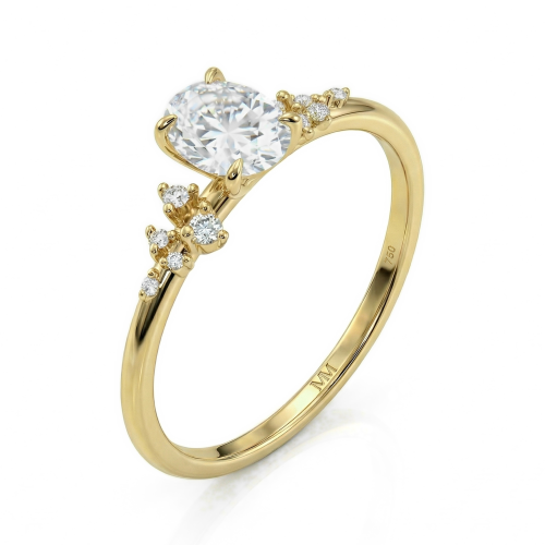 Ovaline - ovale moissanite ring met minimalistische zijstenen