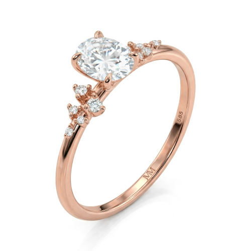Ovaline - ovale moissanite ring met minimalistische zijstenen
