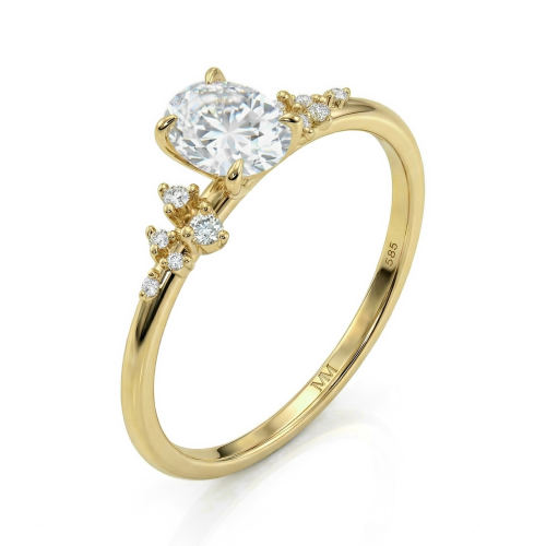 Ovaline - ovale moissanite ring met minimalistische zijstenen