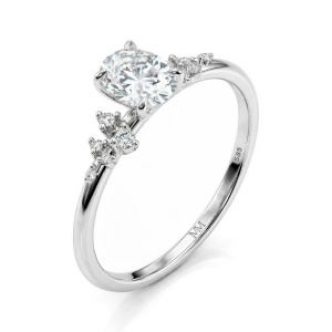 Ovaline - Ovaal Moissanite Ring met Minimalistische Zijstenen