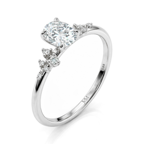 Ovaline - ovale moissanite ring met minimalistische zijstenen