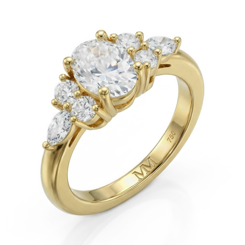 Lustrina - ovale moissanite ring met schitterende accenten