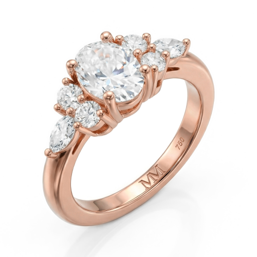 Lustrina - Ovaal Moissanite Ring met Schitterende Accenten