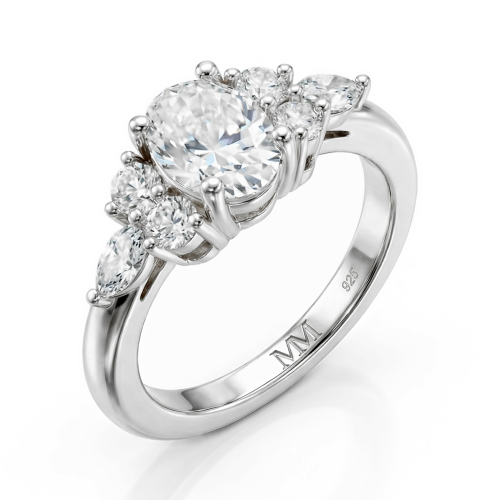 Lustrina - Ovaal Moissanite Ring met Schitterende Accenten