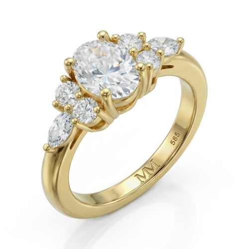Lustrina - ovale moissanite ring met schitterende accenten