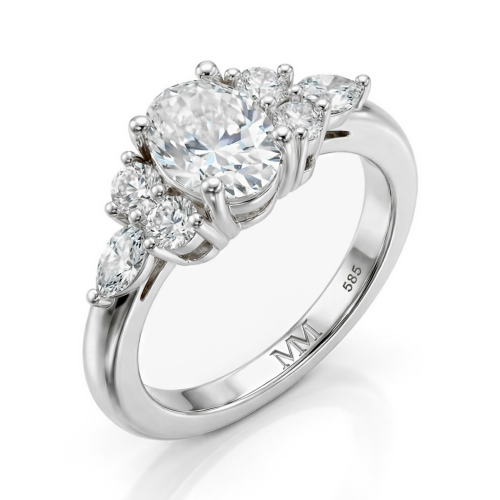Lustrina - ovale moissanite ring met schitterende accenten