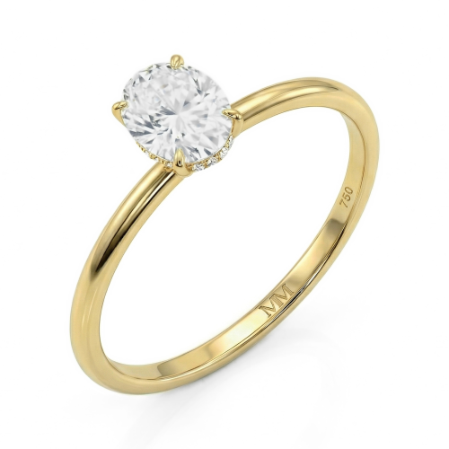 Mystique - ovale moissanite solitair ring met hidden halo | wedfit