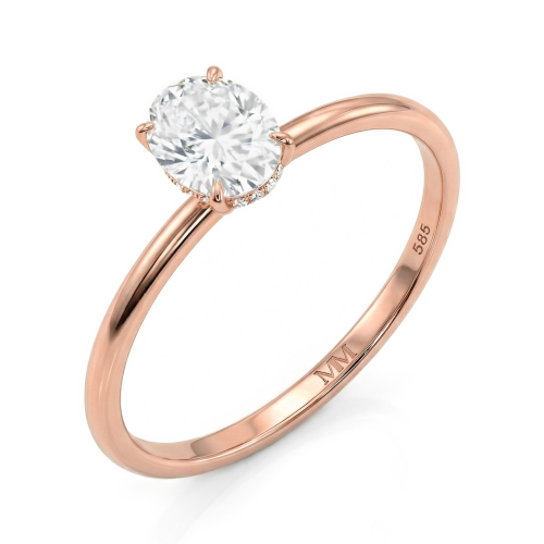 Mystique - ovale moissanite solitair ring met hidden halo | wedfit