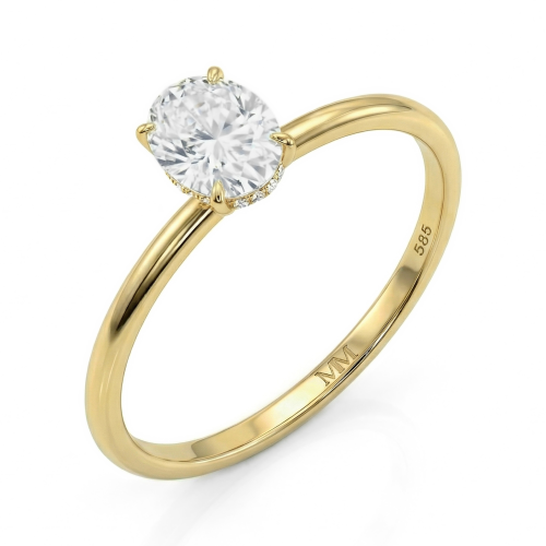Mystique - ovale moissanite solitair ring met hidden halo | wedfit