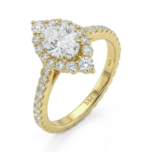 Haloise - ovale moissanite verlovingsring met halo | wedfit
