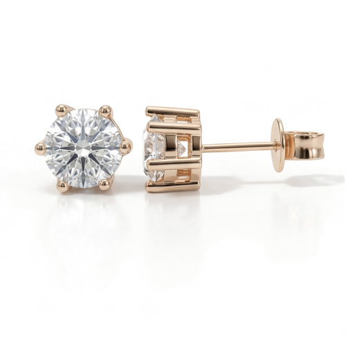 Sirius - klassieke moissanite oorknopjes met zes klauwen