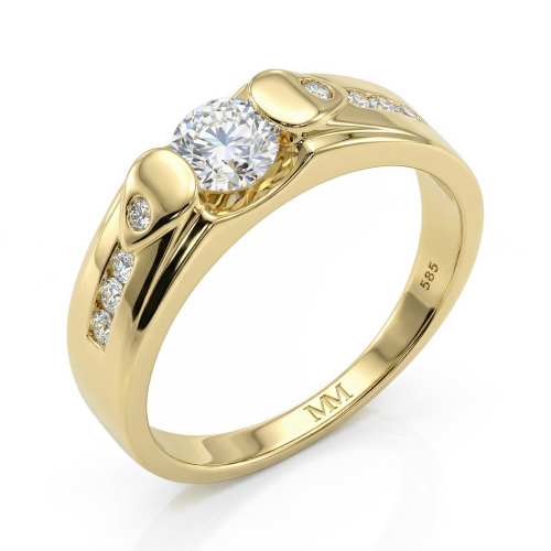 Onyx - moissanite herenring met accent zijstenen