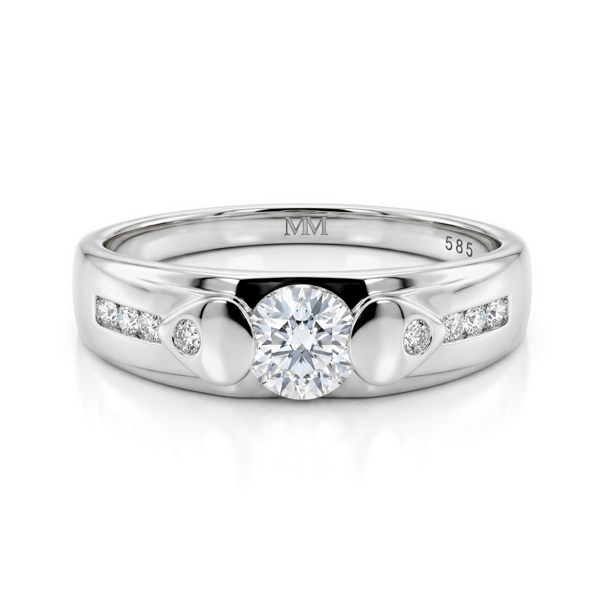 Onyx - Heren Moissanite Ring met Zijstenen