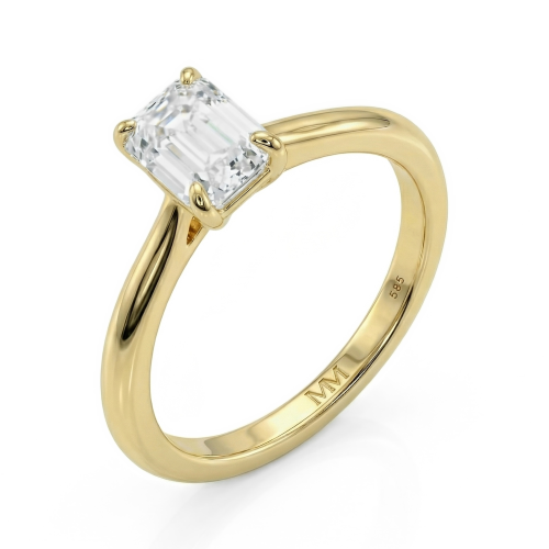 Elysium - emerald cut moissanite solitair ring