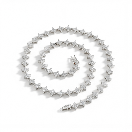 Pentara - Moissanite Tennis Ketting in Pavé Zetting