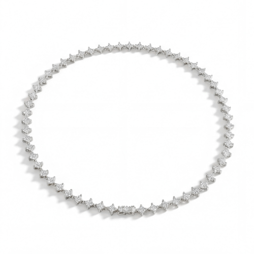 Pentara - Moissanite Tennis Ketting in Pavé Zetting