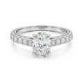 Fiorenza - Tijdloze Moissanite Ring met Pavé Band en Galerijdetail