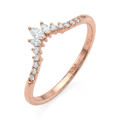 Serenella - Marquise en Ronde Moissanite Trouwring