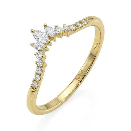 Serenella - Marquise en Ronde Moissanite Trouwring