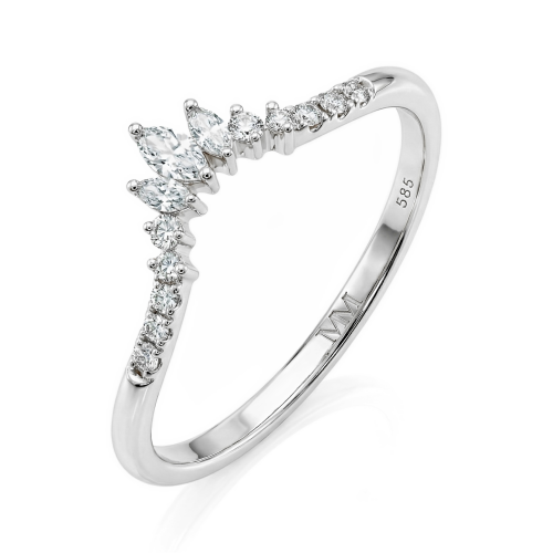Serenella - moissanite trouwring met marquise en ronde stenen Serenella - moissanite trouwring met marquise en ronde stenen