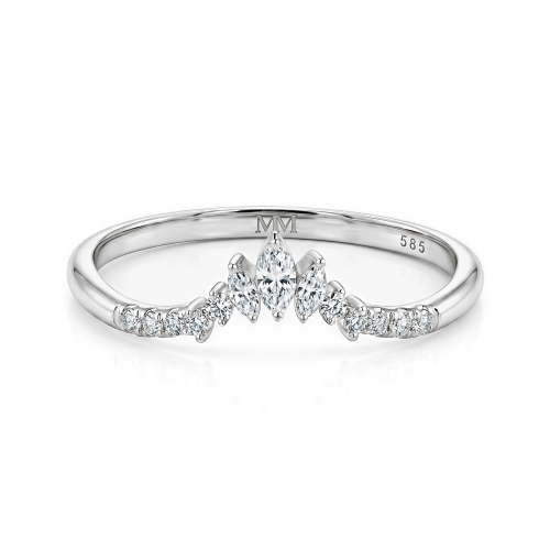 Serenella - Marquise en Ronde Moissanite Trouwring