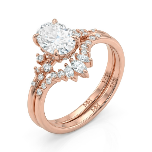 Ethereal Elegance Set - Ovaline & Serenella Moissanite Bruidsset Met Marquise Accenten