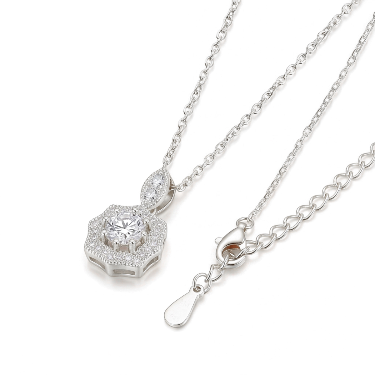 Octavia - Vintage Geïnspireerde Moissanite Hanger met Halo Versiering