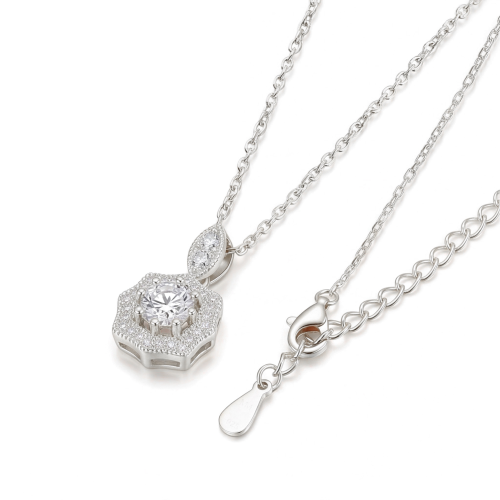 Octavia - Vintage Geïnspireerde Moissanite Hanger met Halo Versiering