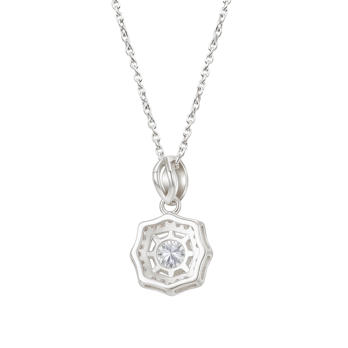 Octavia - Vintage Geïnspireerde Moissanite Hanger met Halo Versiering