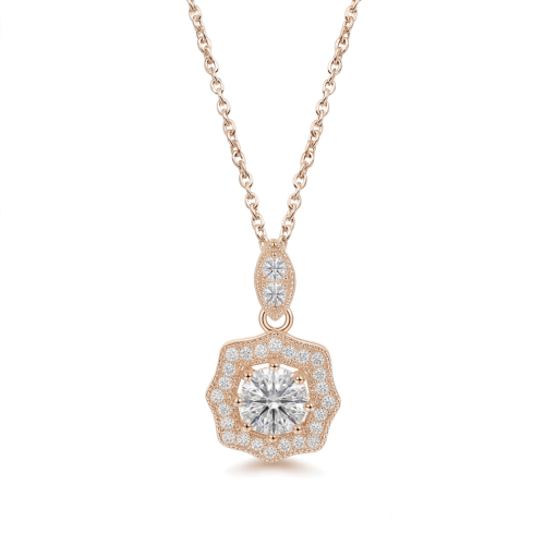 Octavia - op vintage geïnspireerde moissanite hanger met halo