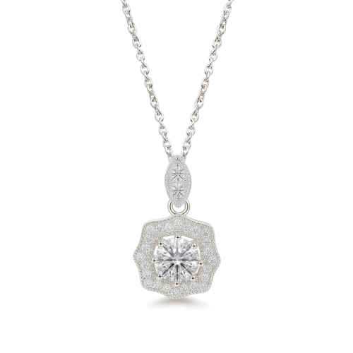 Octavia - op vintage geïnspireerde moissanite hanger met halo