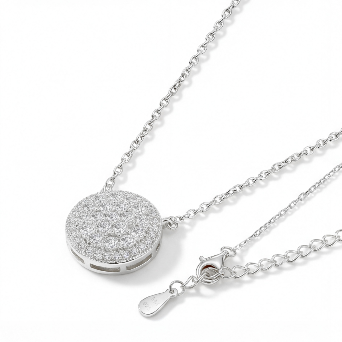 Brillante - Ronde Moissanite Cluster Hanger met Pavé Halo