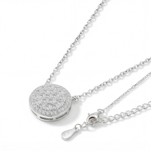 Brillante - Ronde Moissanite Cluster Hanger met Pavé Halo