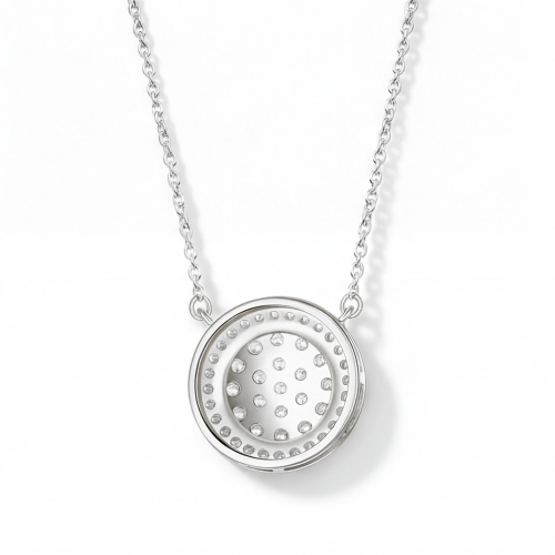 Brillante - Ronde Moissanite Cluster Hanger met Pavé Halo