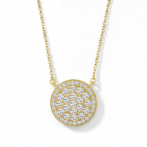 Brillante - ronde moissanite clusterhanger met pavé halo