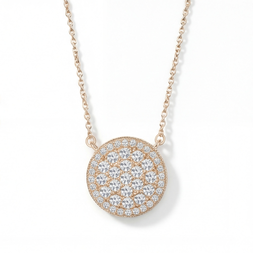 Brillante - ronde moissanite clusterhanger met pavé halo