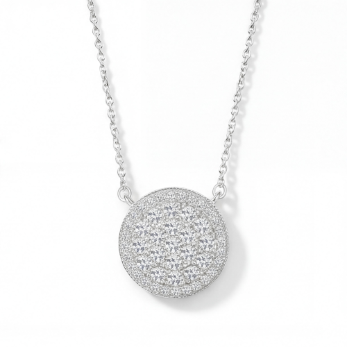 Brillante - ronde moissanite clusterhanger met pavé halo