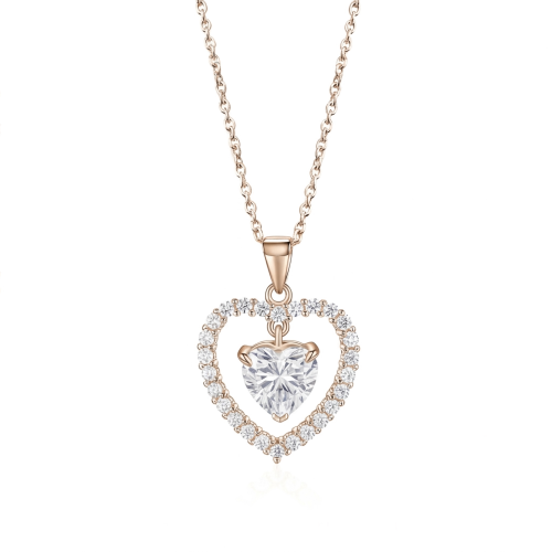Valoria - hartvormige moissanite hanger met halodetail