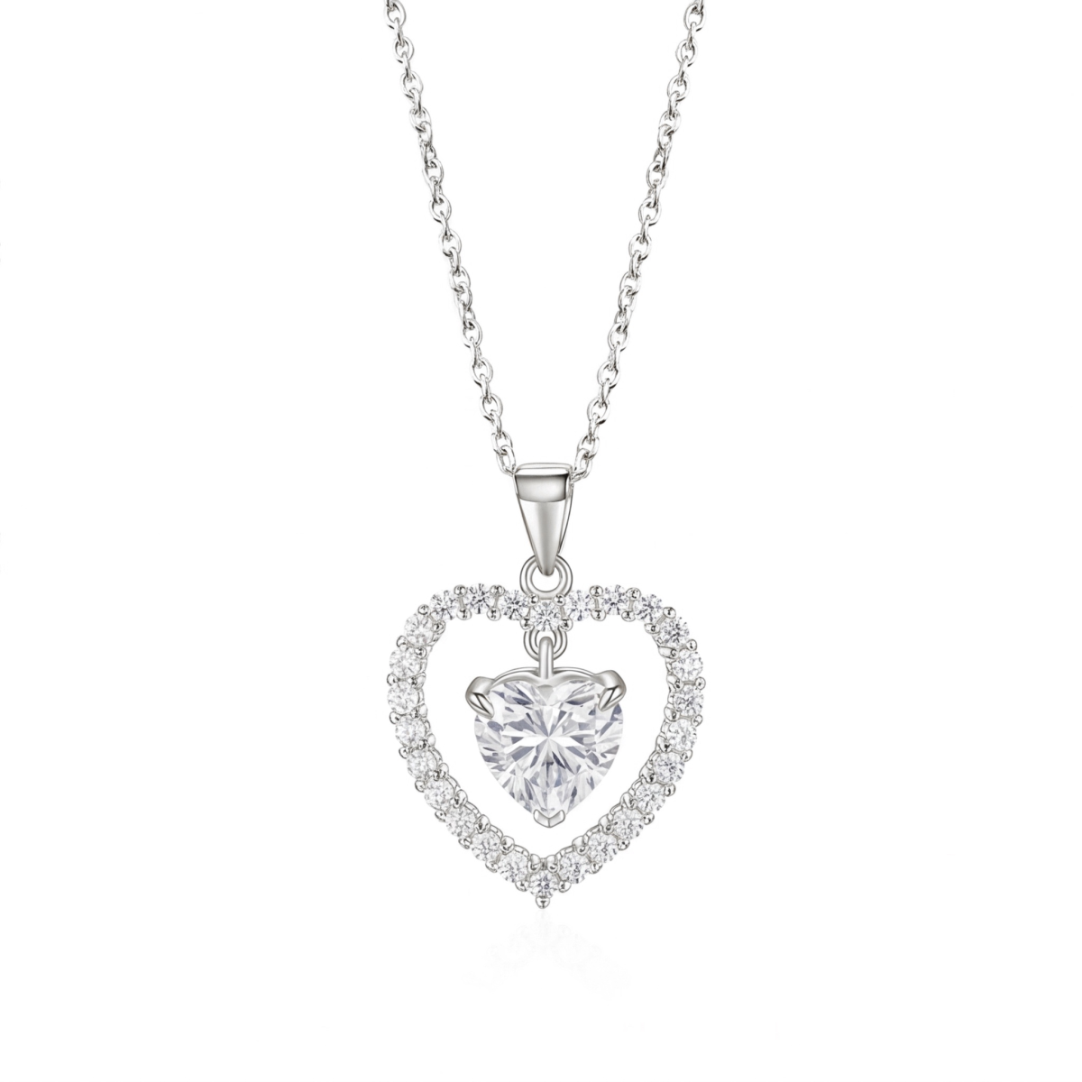 Valoria - Hartvormige Moissaniet Hanger met Halo Detail
