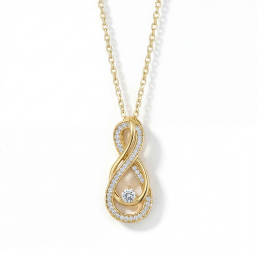 Infinity - gedraaide moissanite hanger met pavé