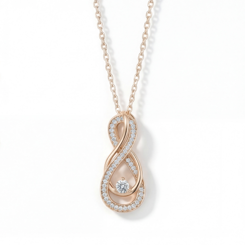 Infinity - gedraaide moissanite hanger met pavé