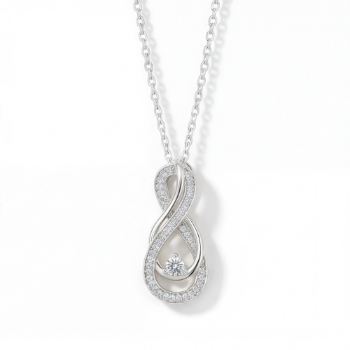 Infinity - gedraaide moissanite hanger met pavé