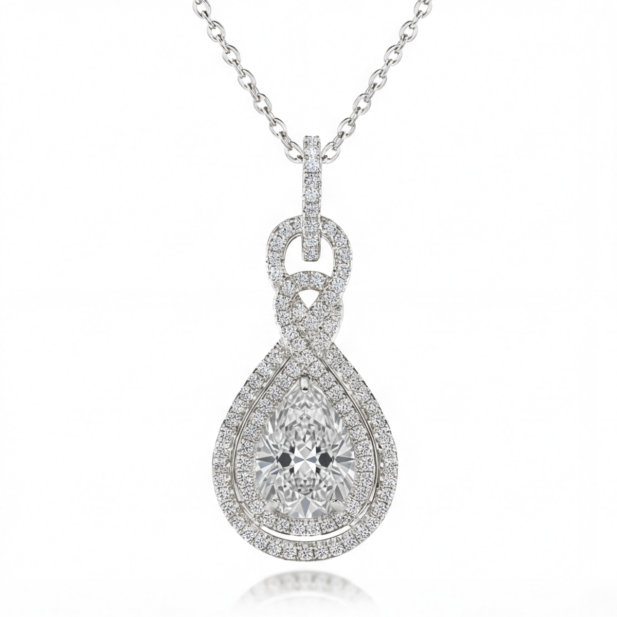 Pearla - Peer-Geslepen Moissanite Hanger met Dubbele Halo