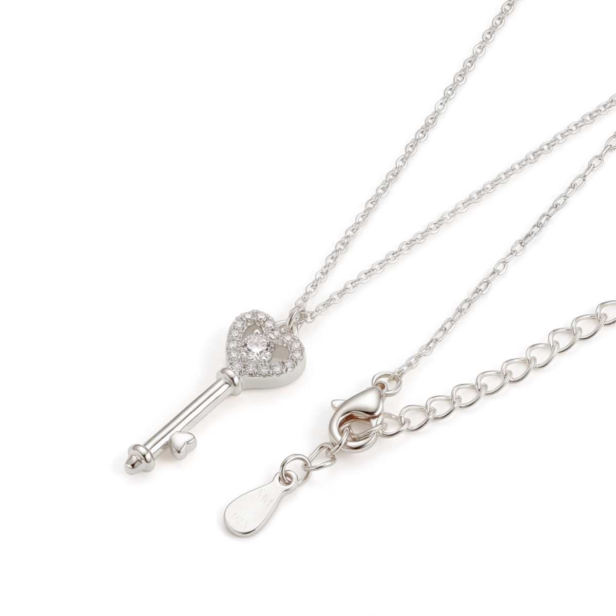 Amore - Hart Sleutel Moissanite Hanger met Pave Zetting