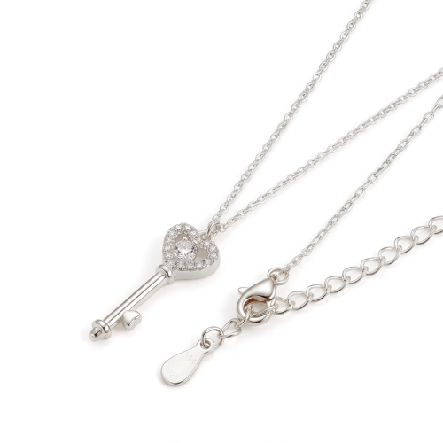 Amore - Hart Sleutel Moissanite Hanger met Pave Zetting