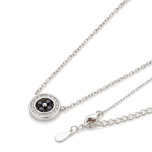 Nightfall - Zwarte Moissanite Halo Hanger met Geaccentueerde Rand