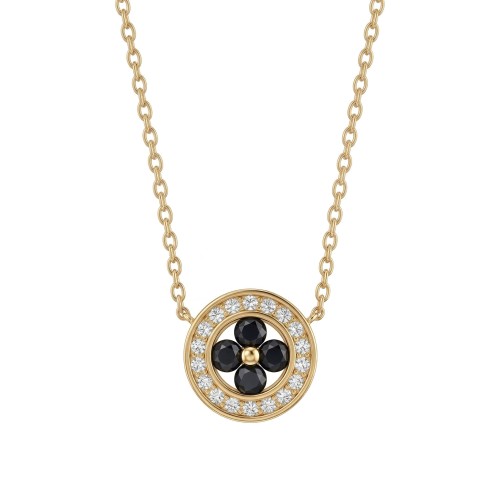 Nightfall - Zwarte Moissanite Halo Hanger met Geaccentueerde Rand