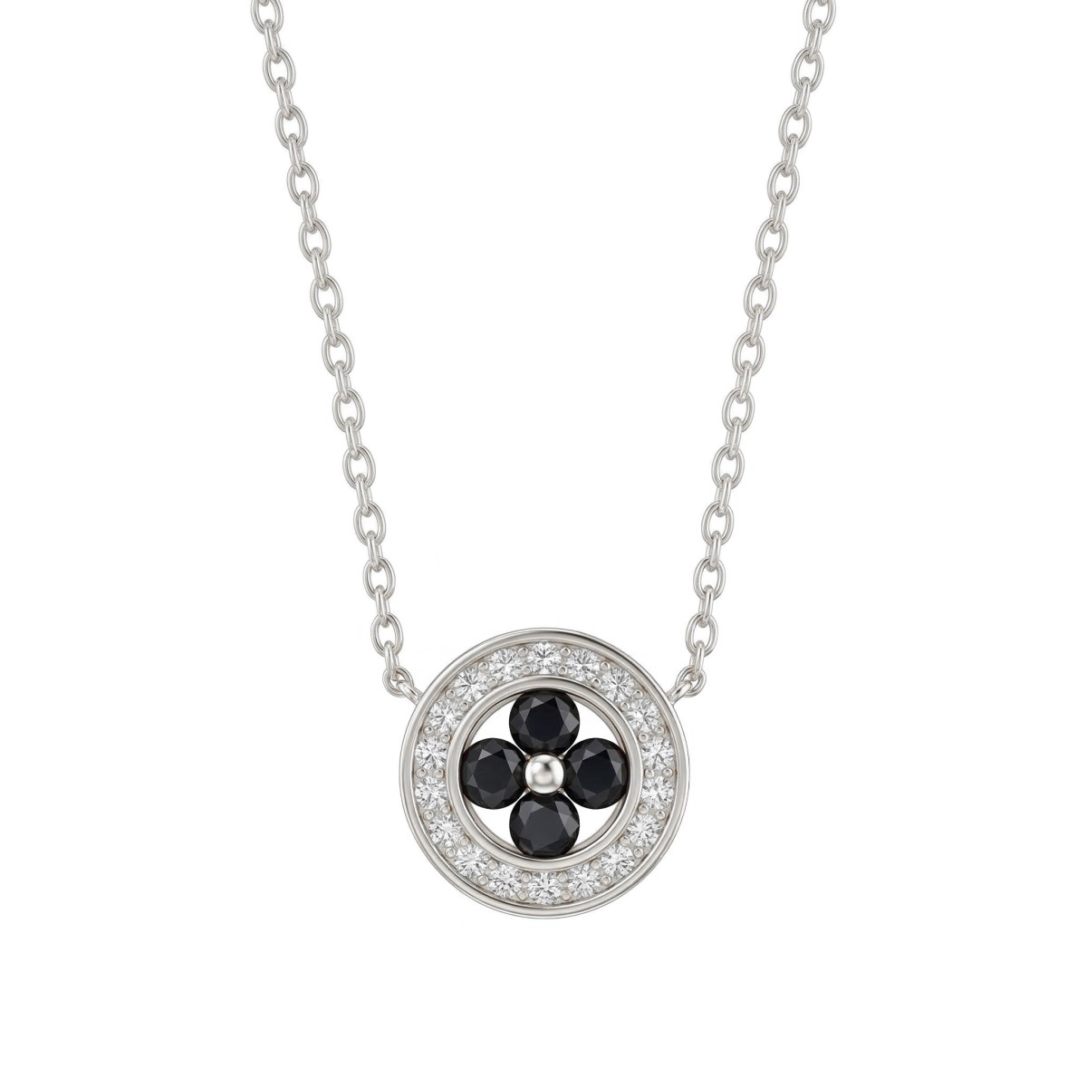 Nightfall - Zwarte Moissanite Halo Hanger met Geaccentueerde Rand